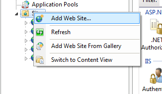 Adding a new website in IIS Manager