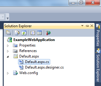 The Solution Explorer in Visual Web Developer Express
