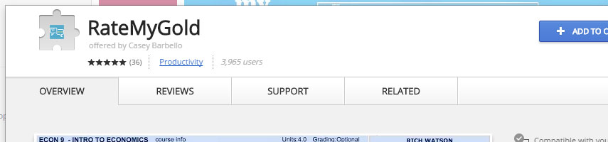 Screenshot of the RateMyGold Chrome Extension Chrome Web Store Page