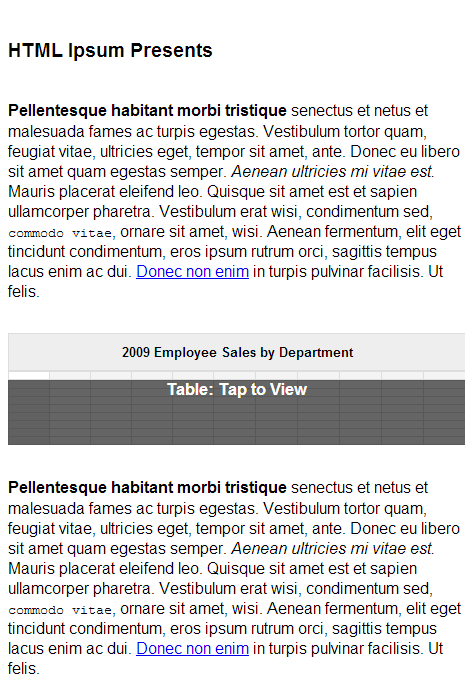Mobile version of link to full version responsive table implementation